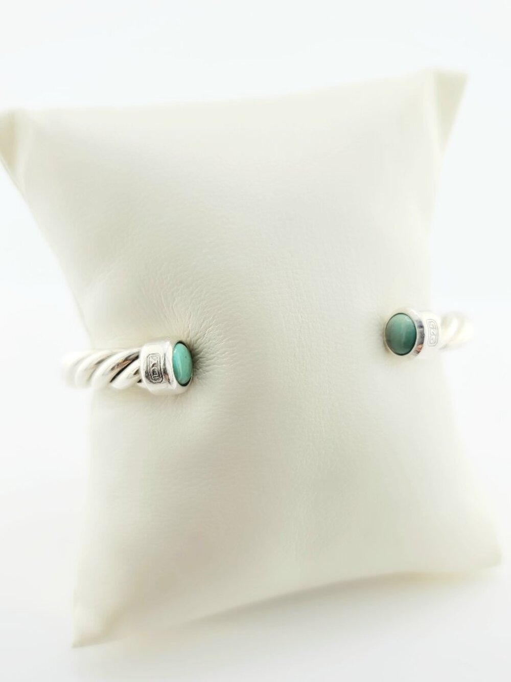 David Yurman Cable Cuff Bracelet w/ Sterling Silver & Turquoise - Size Small